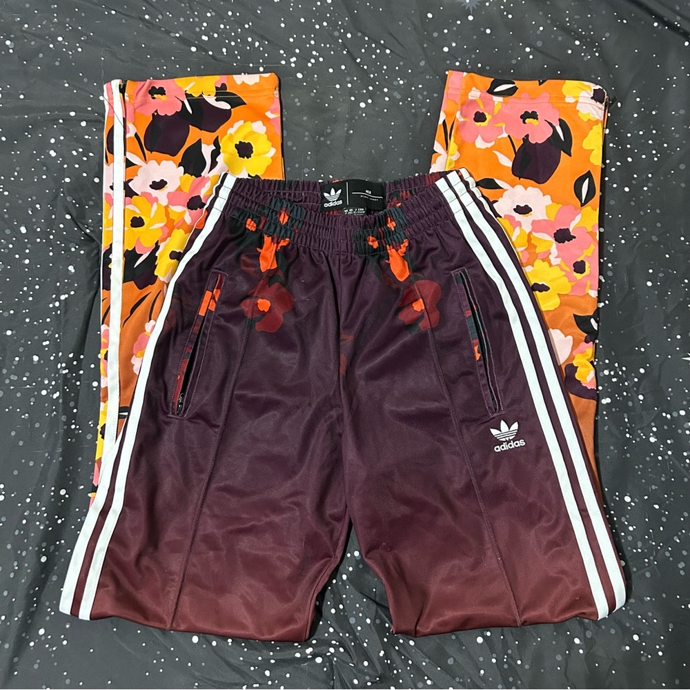 adidas Women's Maroon Floral Track Pants
